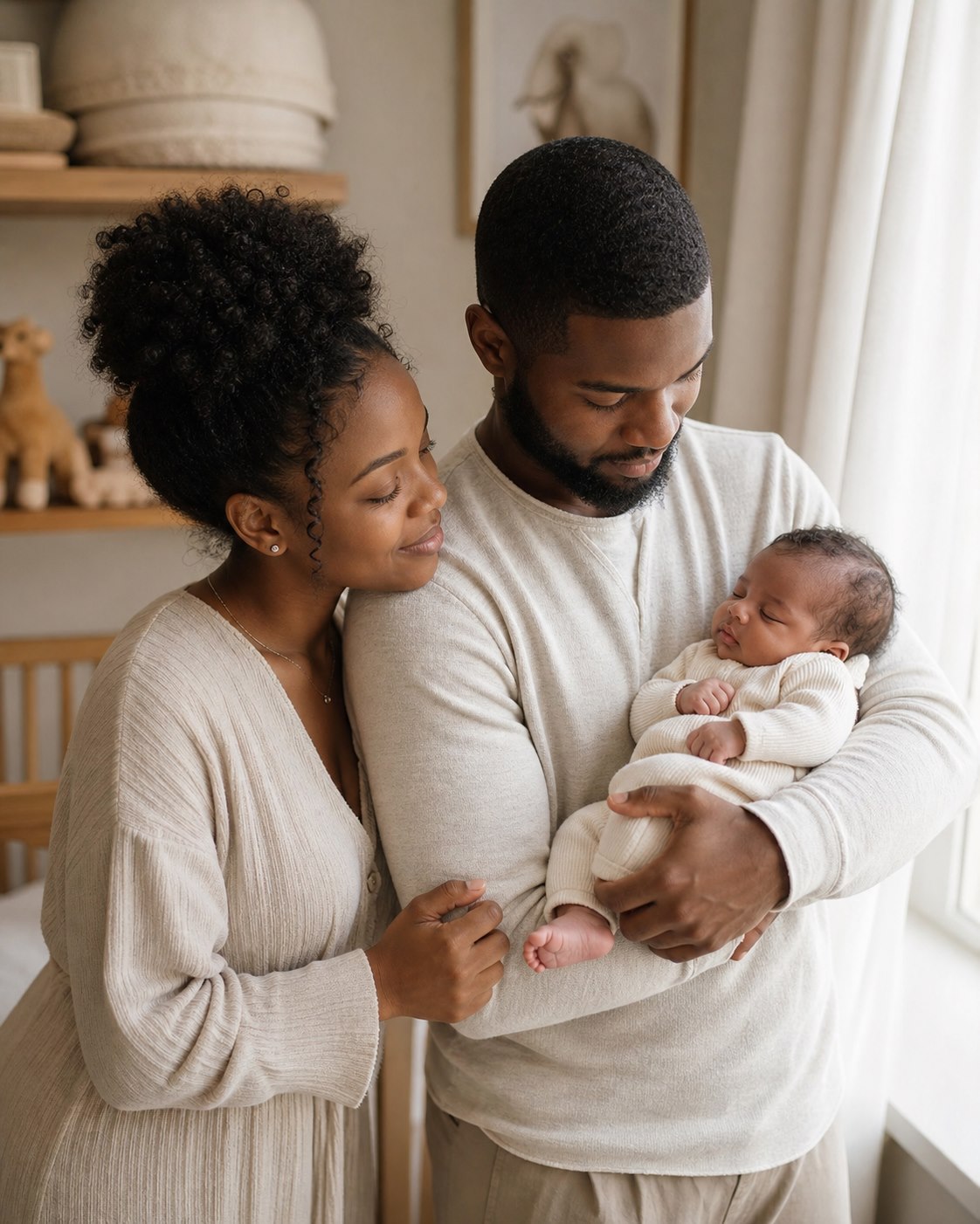 The Johnson family with their baby